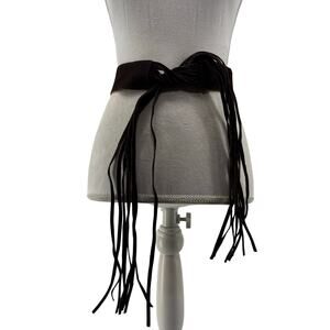 Womens Brown Suede Fringe Belt One Size Two Tone Casual Tie